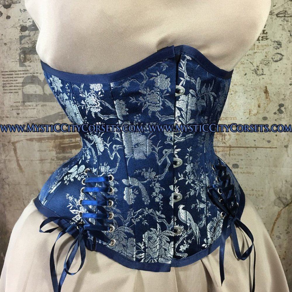 MystiC City Corsets MCC-44L Navy Bird Brocade 34"/XL